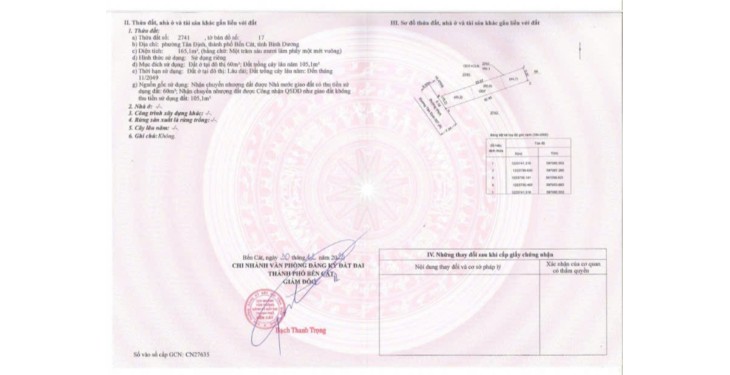 Bán đất mặt tiền đường nhựa thành phố Bến Cát 